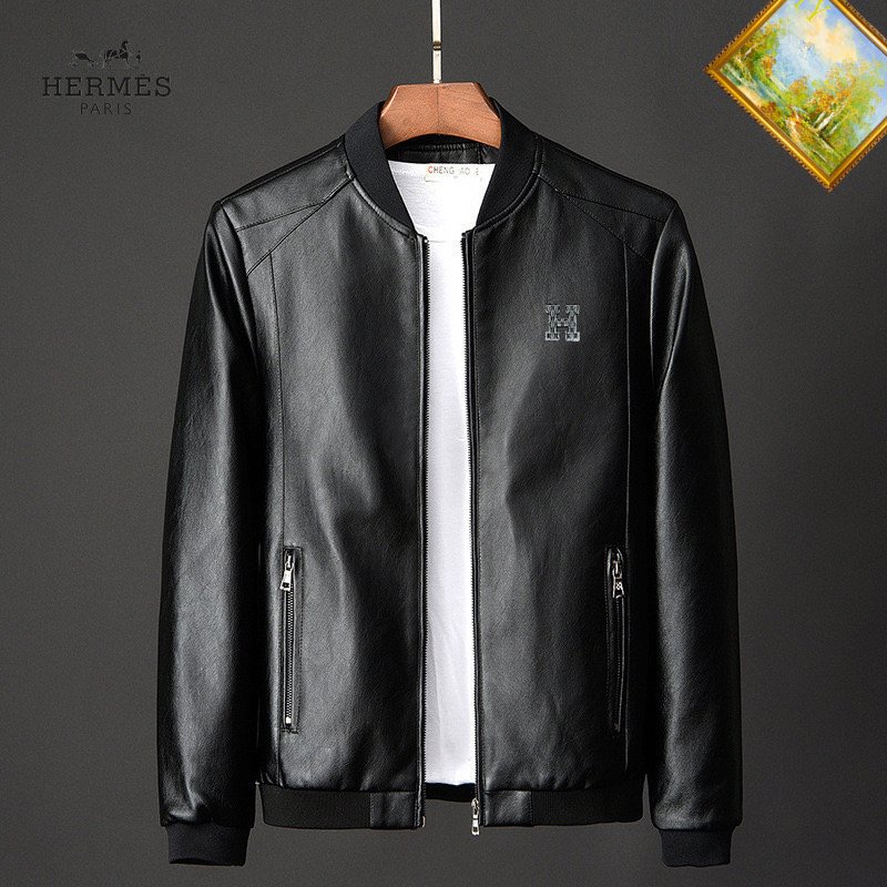 Hermes faux leather bomber motorcycle jacket