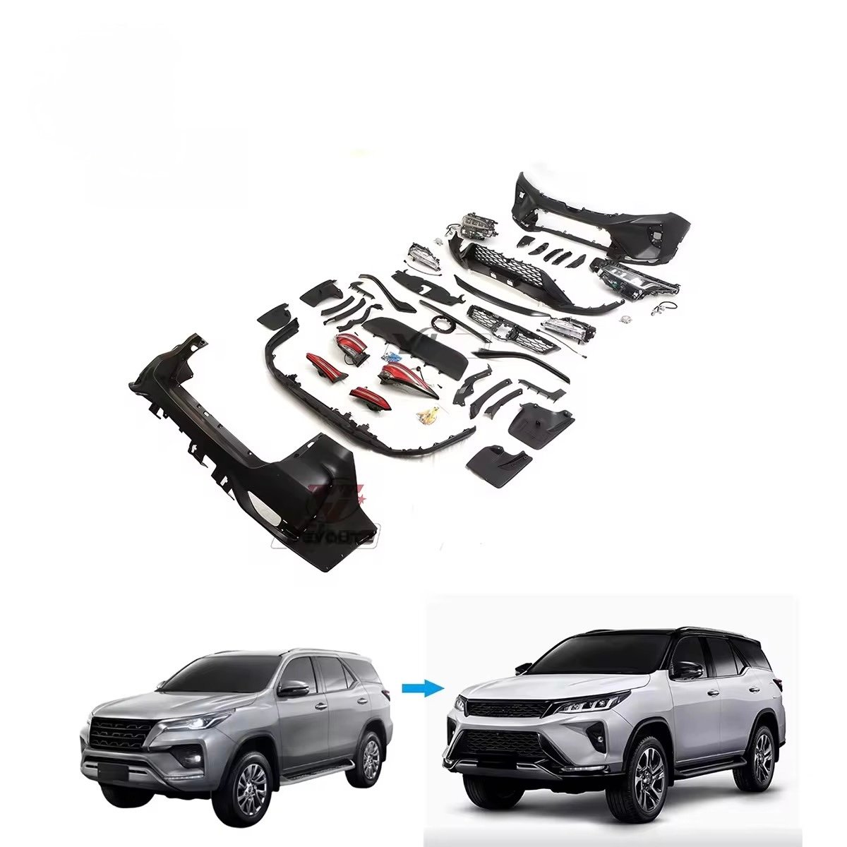 Fortuner 16-21 to R Legender 22-25 Car Body Kit Upgrade New Plastic Front & Rear Bumper