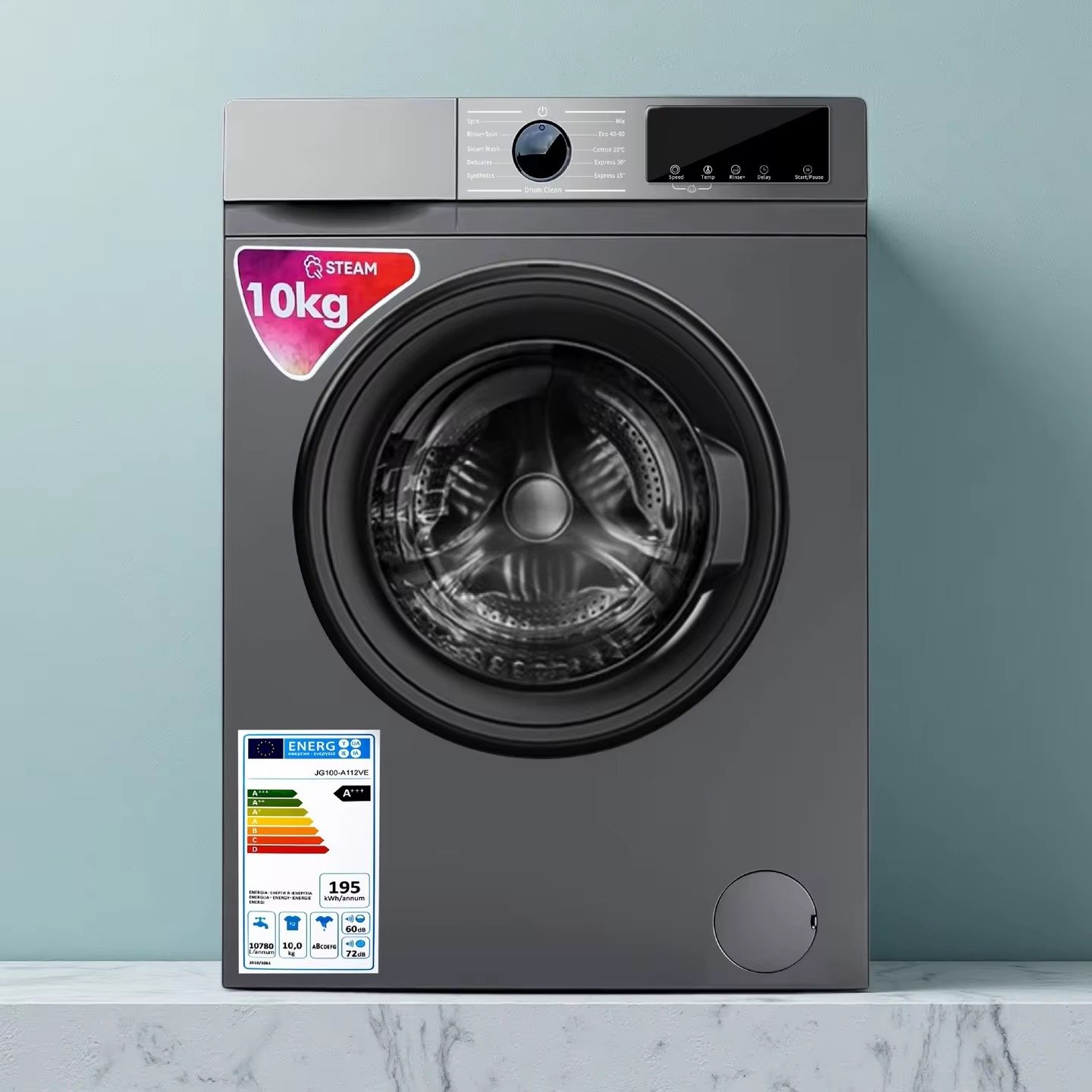 Fully Automatic Inverter Front Load Washing Machine 10kg Washer Dryer Combo with Steam Child Lock for Home & Family Daily Use thumbnail