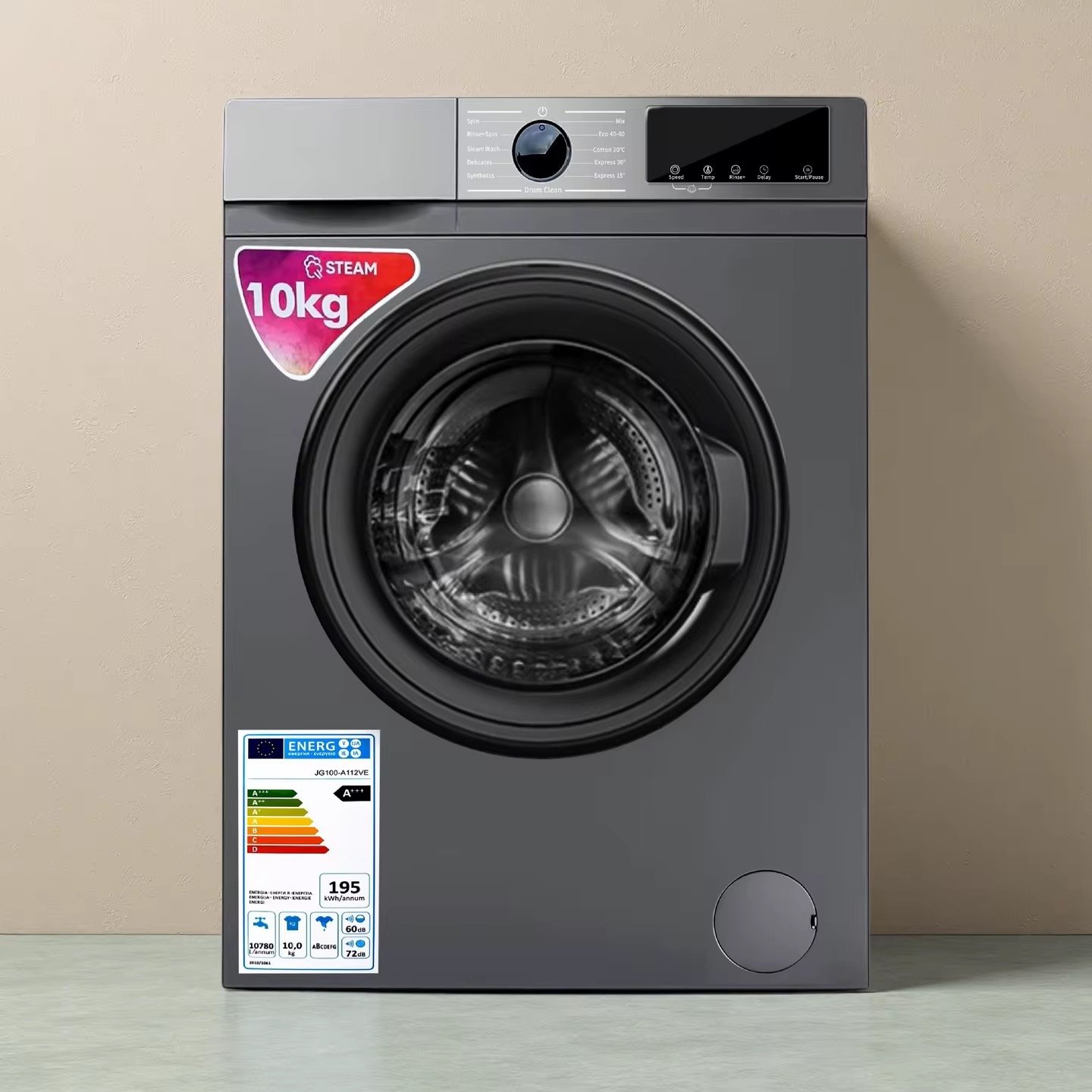 Fully Automatic Inverter Front Load Washing Machine 10kg Washer Dryer Combo with Steam Child Lock for Home & Family Daily Use thumbnail