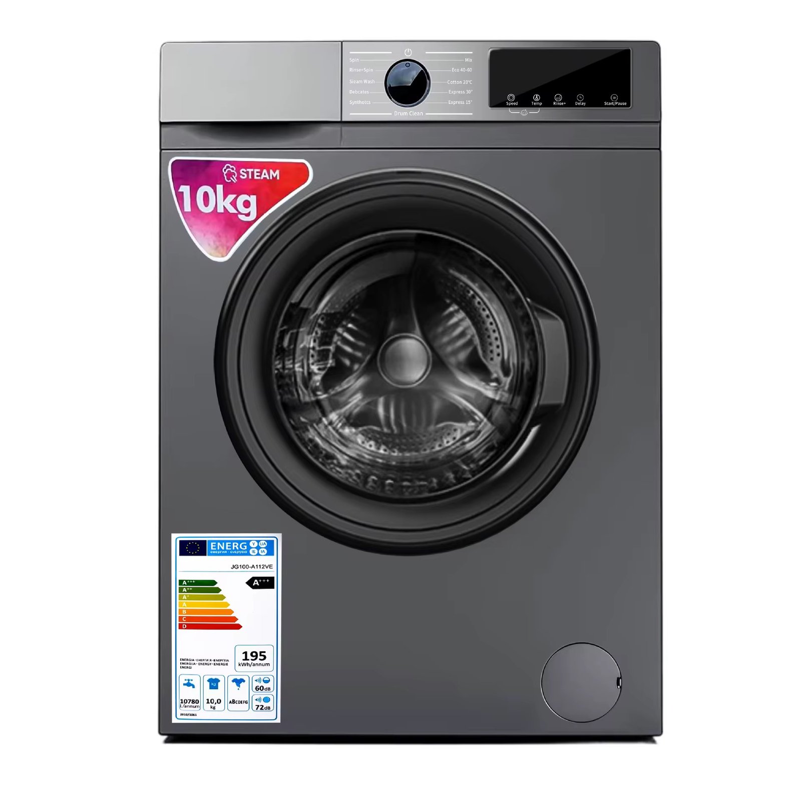 Fully Automatic Inverter Front Load Washing Machine 10kg Washer Dryer Combo with Steam Child Lock for Home & Family Daily Use