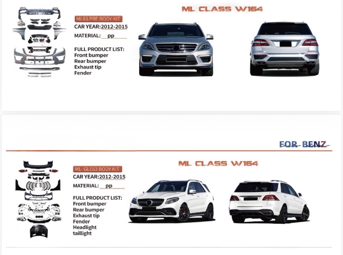 BENZ ML CLASS W164 BODY KITS UPGRADE