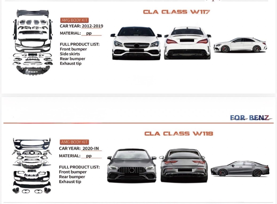 BENZ CLA CLASS W117,W118 BODY KITS UPGRADE