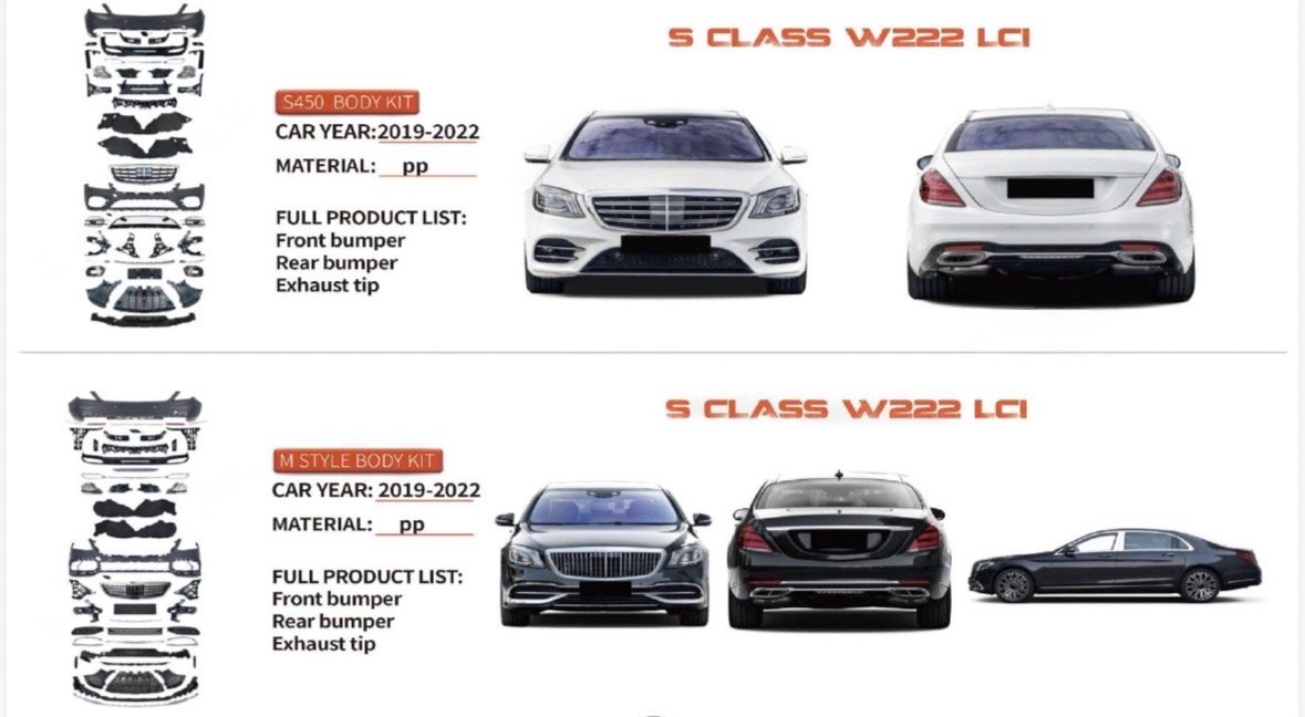 BENZ S CLASS W222 LC Uprade to 2022 version Body kits