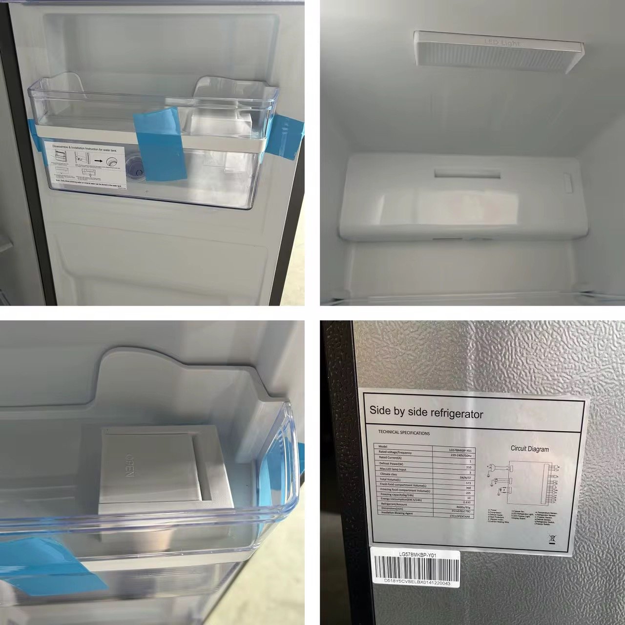 Double Door Side by Side Fridge 578L Black Tempered Glass Door thumbnail