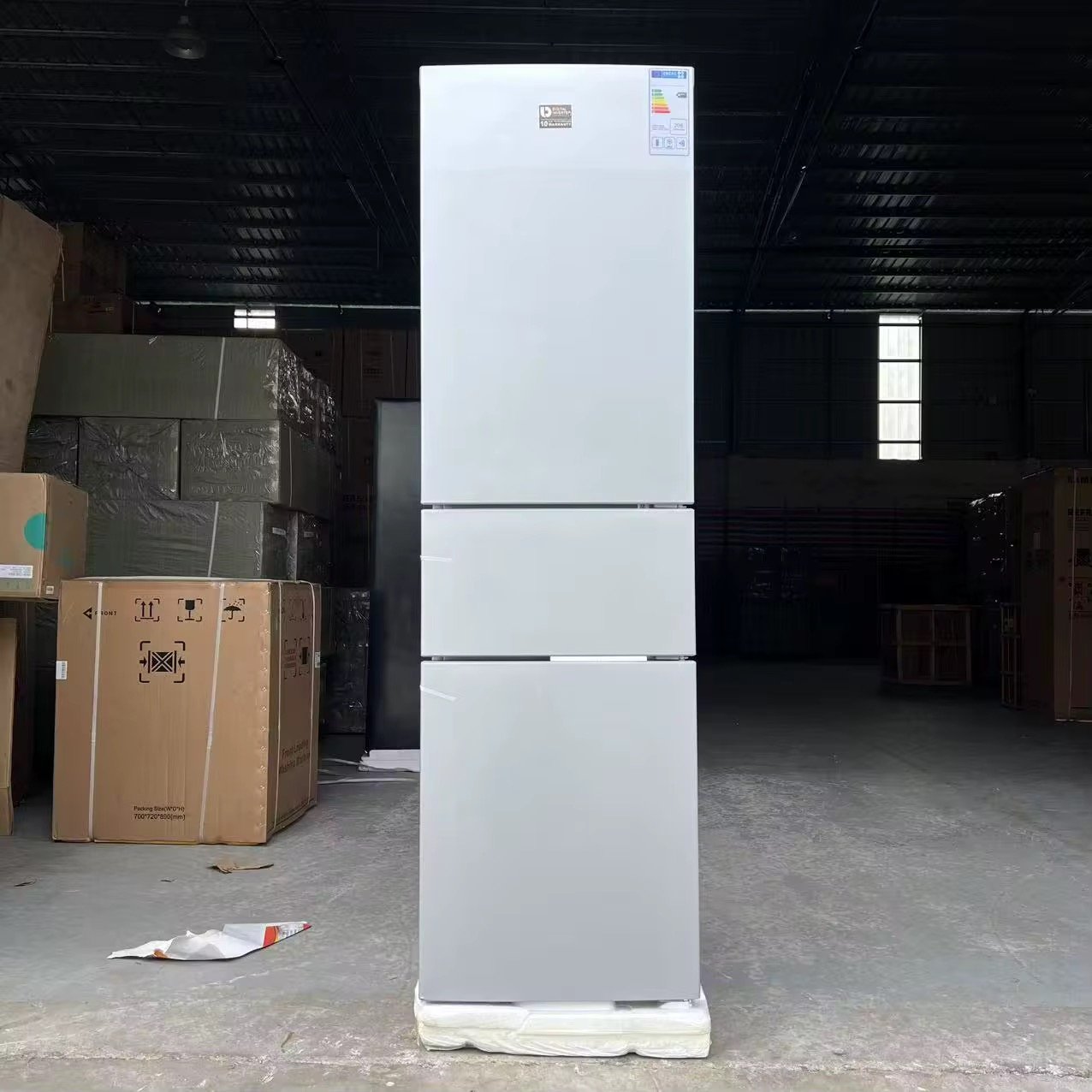 Vertical 3 Door Fridge 250L Silver Color EU Standard Direct Cooling thumbnail