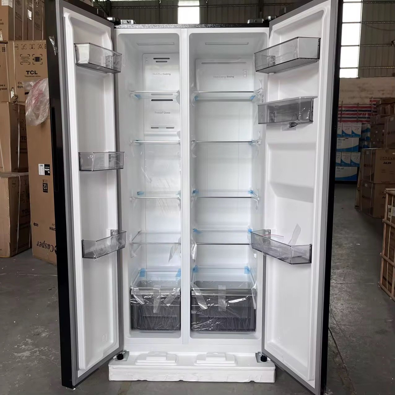 Side by Side Refrigerator Black Fridge 500L With Water Dispenser Air Cooled thumbnail